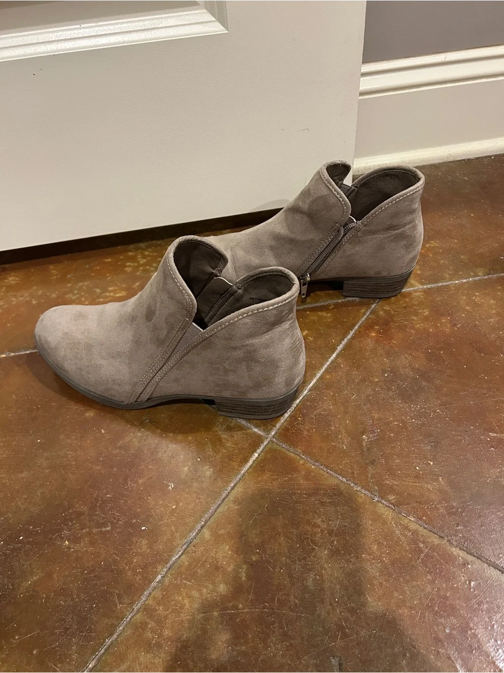 Casual Suede Slip-On Ankle Boots - Taupe
